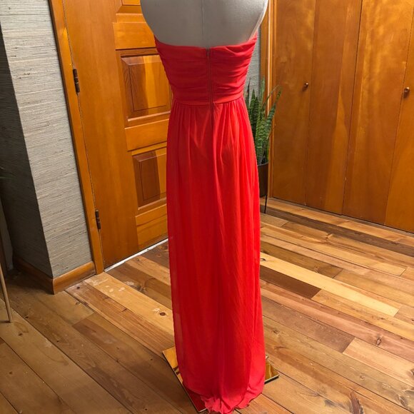 Coral Colored Strapless Evening Dress Size 9 - Picture 5 of 6